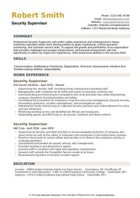 supervisor resume objective|security supervisor resume objective examples.